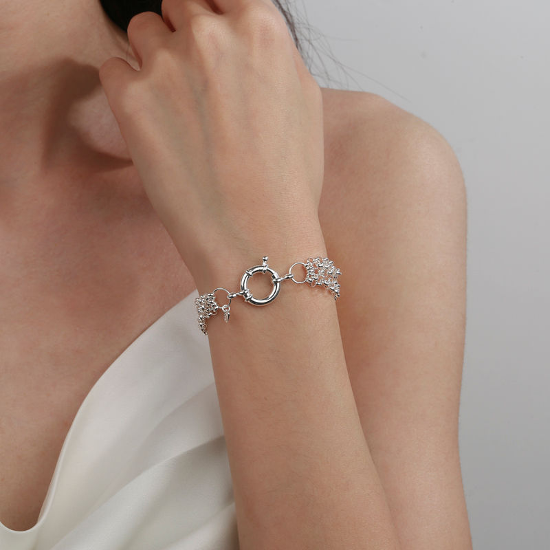 Miniature : Armband mit 5 Strängen Erbsenkette, 925 Silber