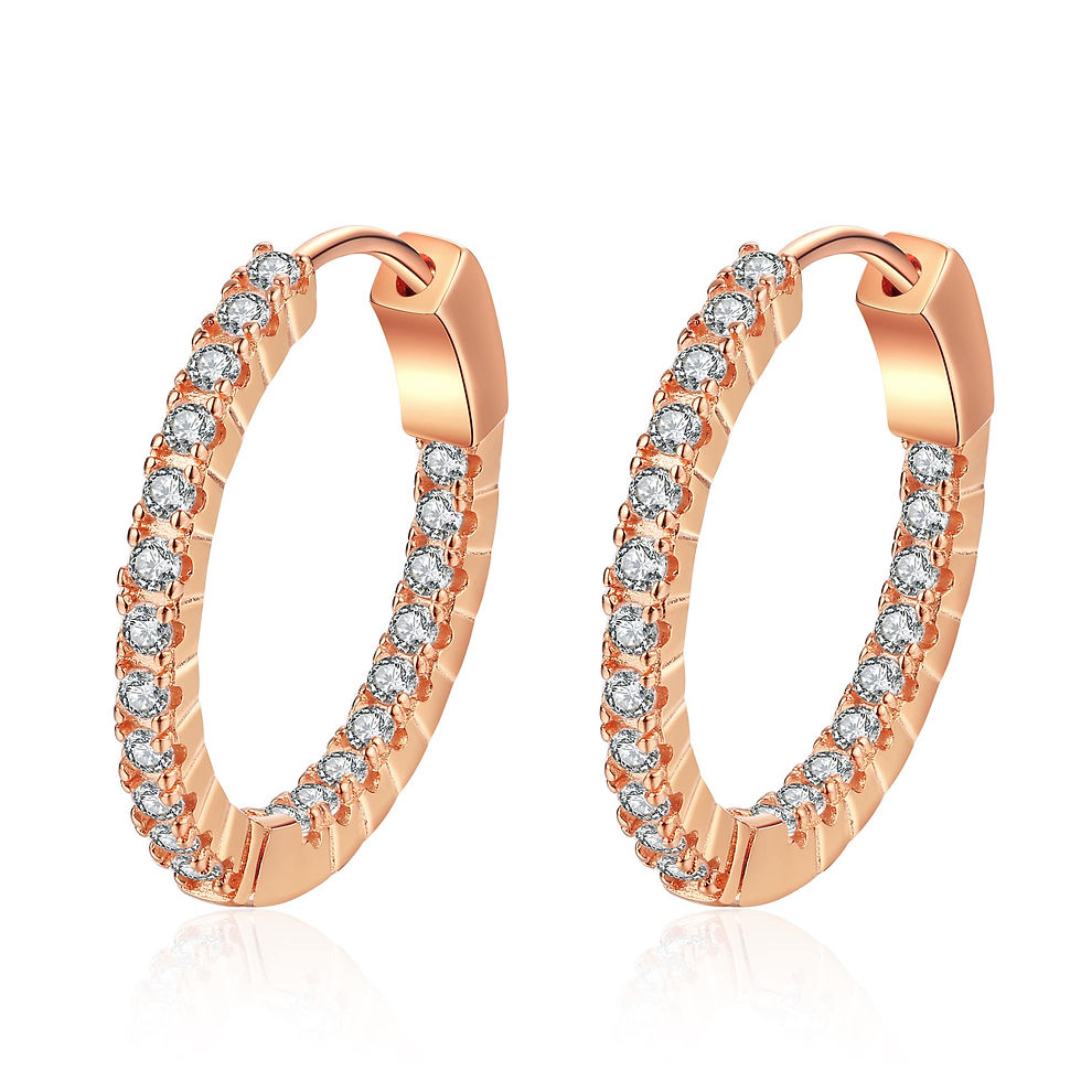 Miniaturbild: Creolen 26mm mit Zirkonia, 925 Silber Roségold vergoldet