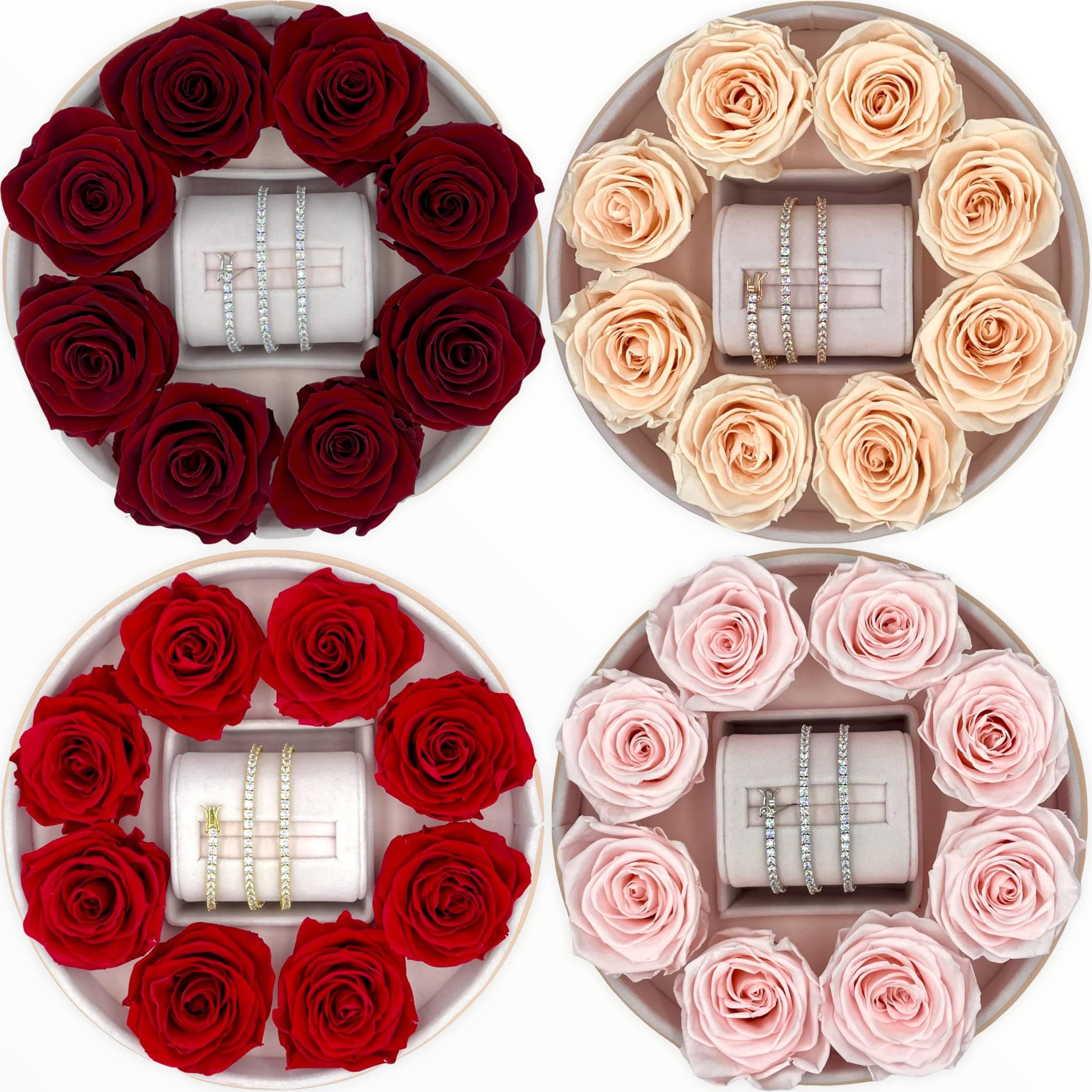 Tenniscollier 925 Silber in Schmuckbox mit Rosen