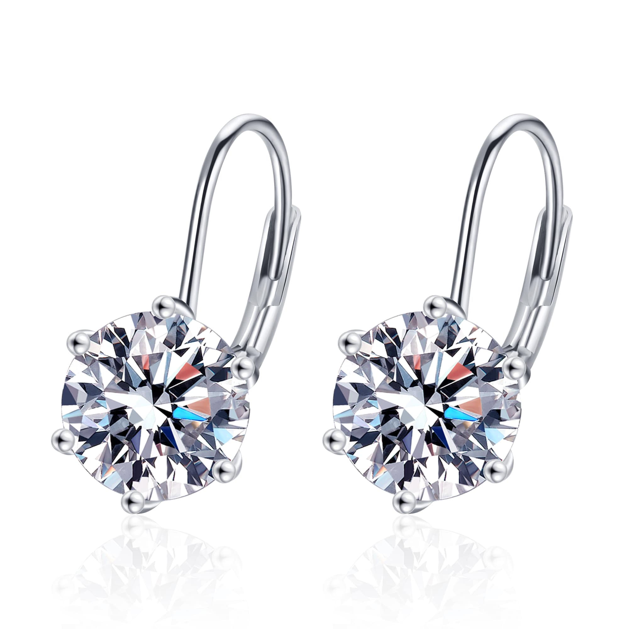 Ohrhänger mit Brillant Zirkonia Anhänger, Silber und rhodiniert