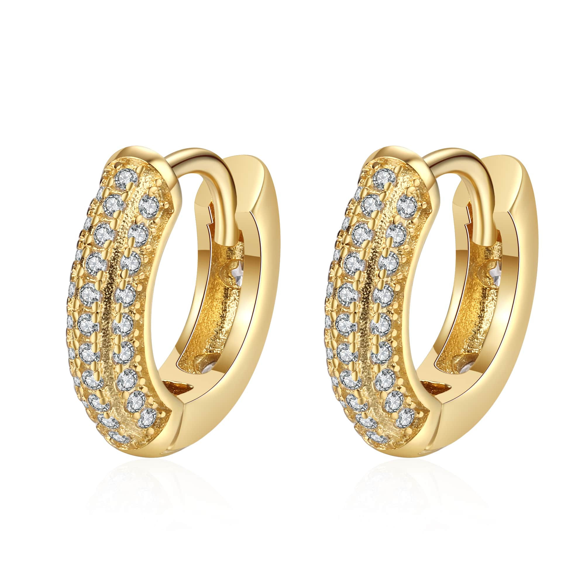 Creolen, Pavé Fassung, aus Silber, vergoldet