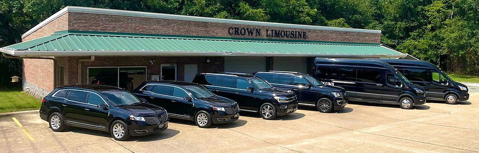 Crown Transportation's HQ displaying their luxury fleet of vehicles