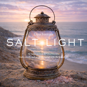 a brass and glass lantern on the beach with the ocean behind it and you and you can see the sunset and water in the lantern.