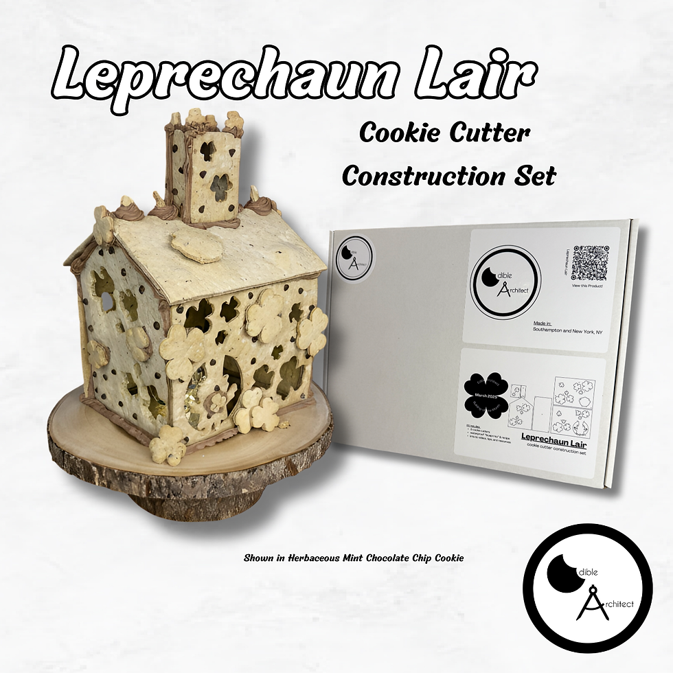 Leprechaun Lair cookie house, made with Edible Architect cookie cutter construction set!