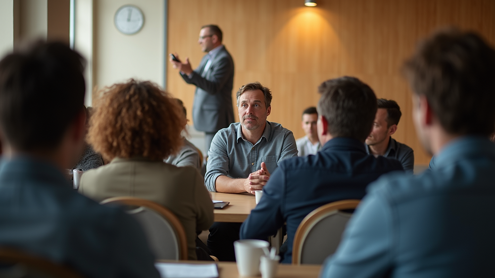 Eye-level view of a group of people engaged in a power evangelism training session