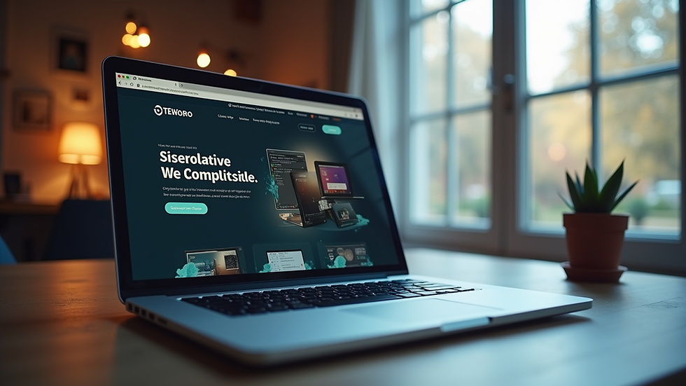 Eye-level view of a laptop displaying a website design interface