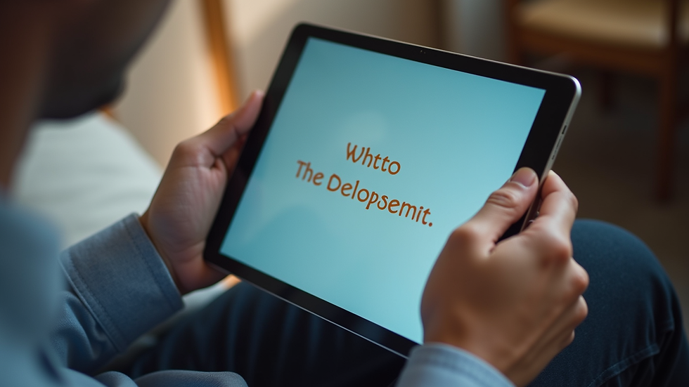 Close-up view of a person reviewing web development quotes on a tablet