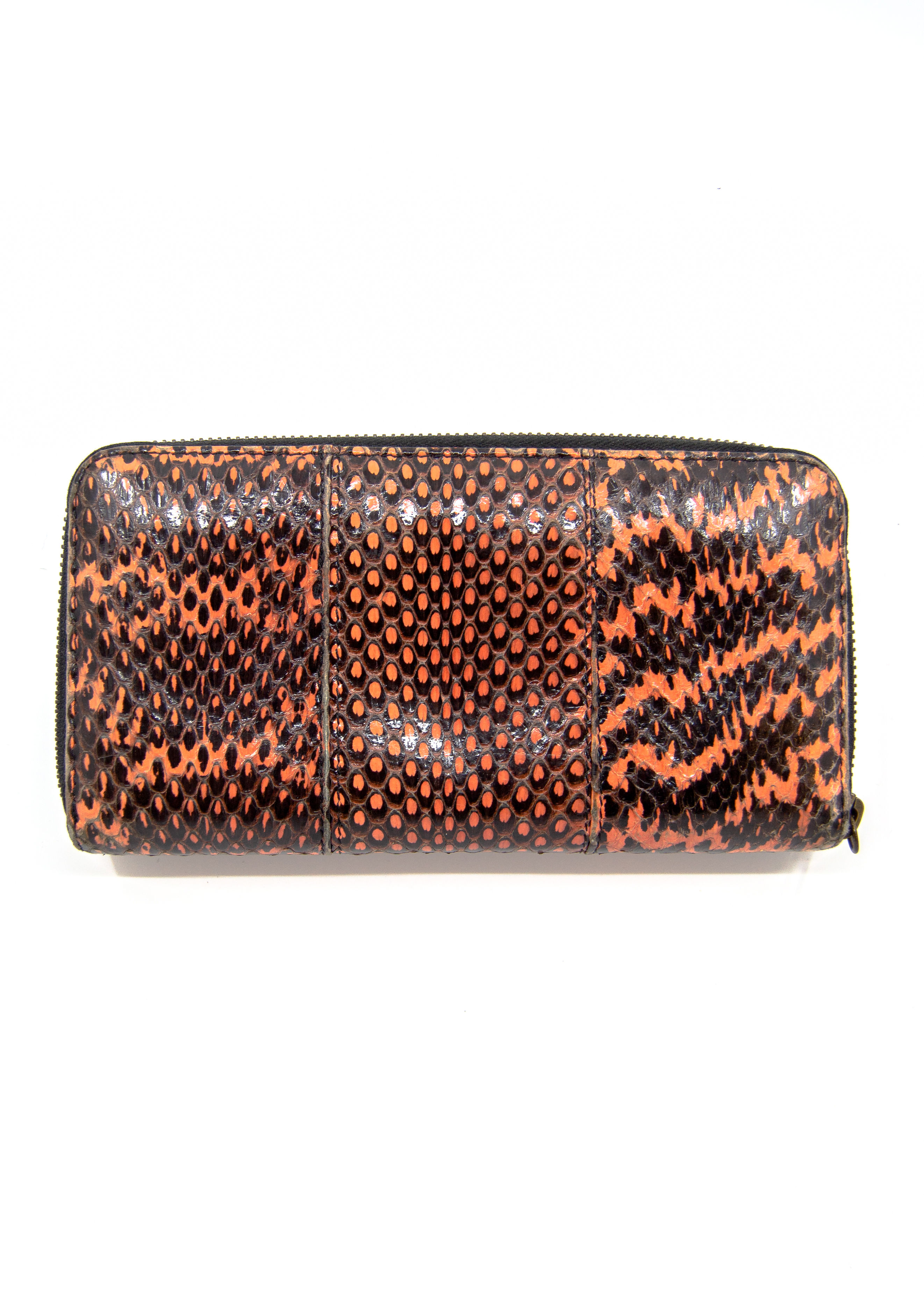 BALENCIAGA Motocross Continental Wallet in Snakeskin Effect