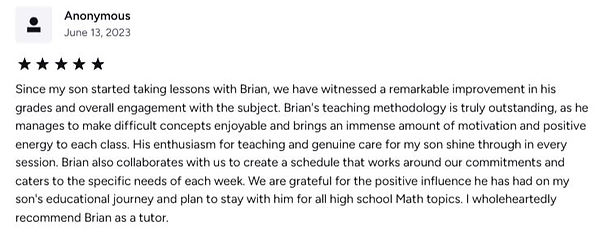 Teacher Brian 5 star Review