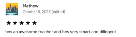 Teacher Brian 5 star Review