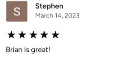 Teacher Brian 5 star Review