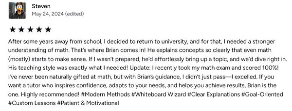 Teacher Brian 5 star Review
