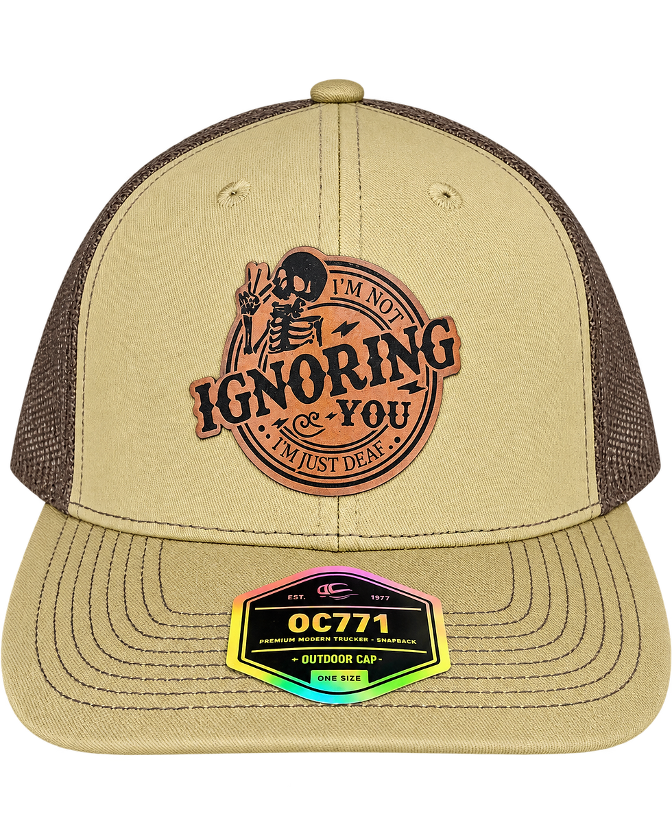 Thumbnail: I'm not Ignoring you, Im Just Deaf (Skull) Trucker hat
