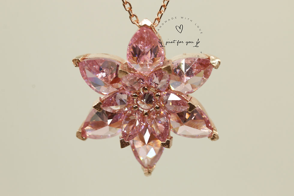 Miniatura: Pink Lotus Flower Silver Necklace