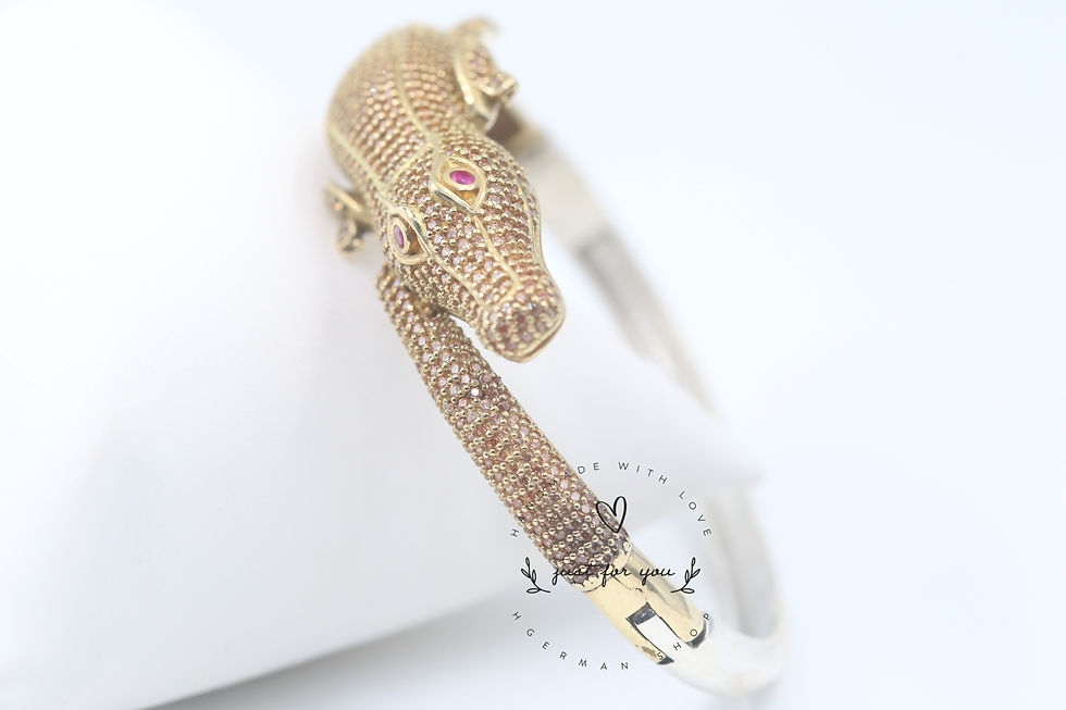 Thumbnail: Crocodile Cubic Zircon Bracelet, Sterling Silver Bracelet, Animal Bracelet