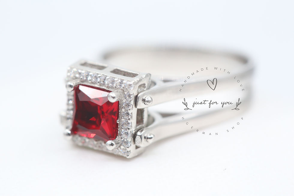 Thumbnail: Reversible Ring, Square Cut Emerald and Ruby 2 Band Ring, Two in a One Ring