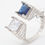 Thumbnail: Square Cut Sapphire and Diamond Sterling Silver Ring, Handmade Jewelry