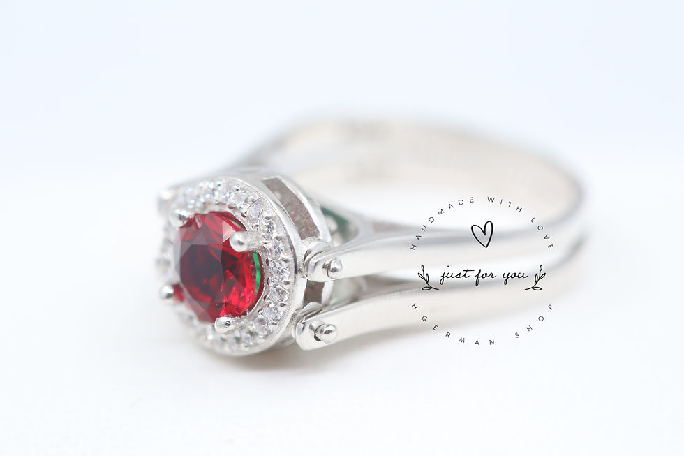 Thumbnail: Reversible Ring, Round Cut Emerald and Ruby 2 Band Ring, Two in a One Ring