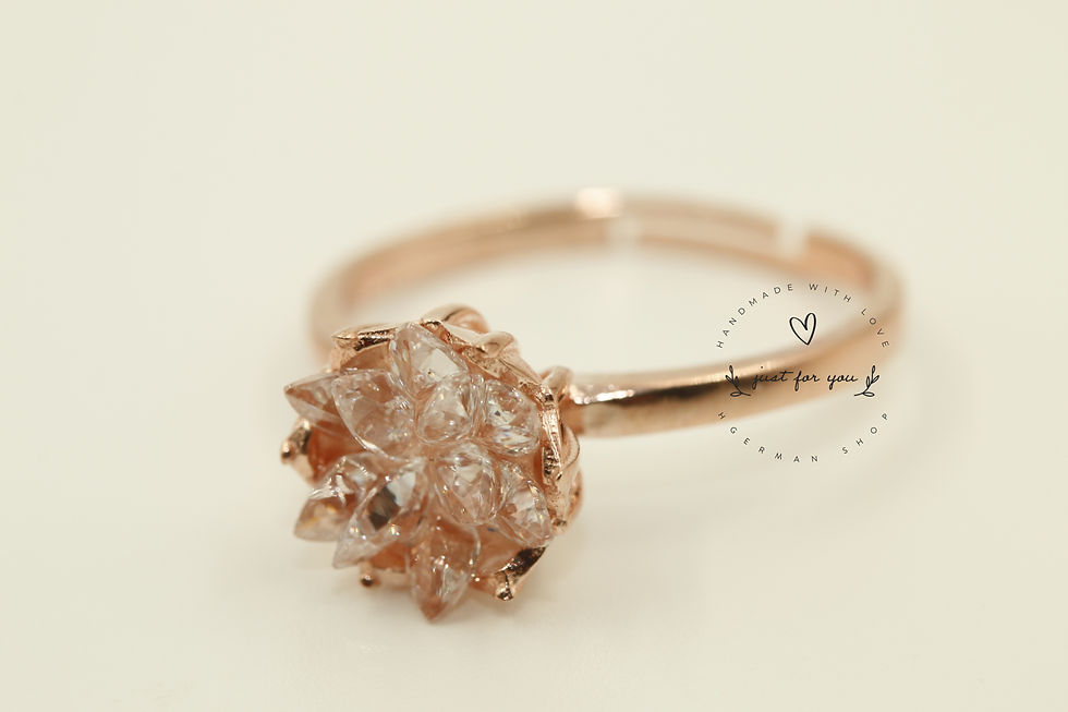 Miniatura: White Lotus Flower Ring in Rose Sterling Silver, Floral Adjustable Ring