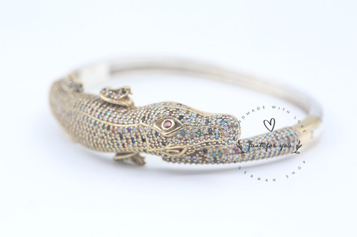 Crocodile Cubic Zircon Bracelet, Sterling Silver Bracelet