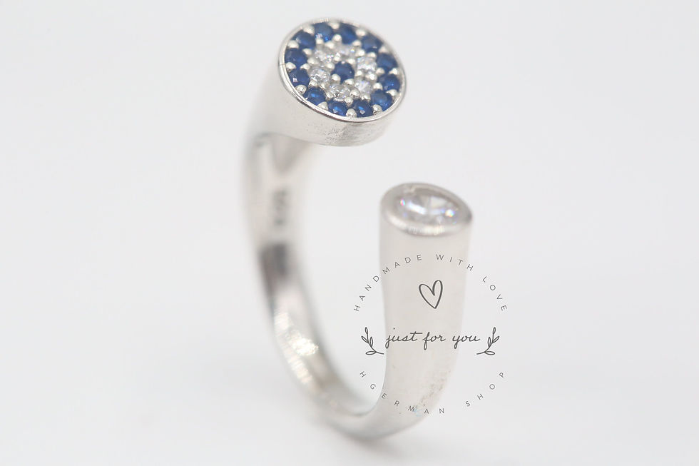 Thumbnail: Adjustable Evil Eye Sterling Silver Ring, Cubic Zirconia Nazar Jewelry