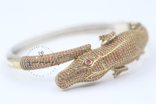 Crocodile Cubic Zircon Bracelet, Sterling Silver Bracelet