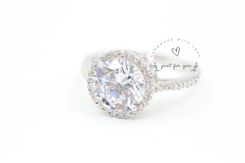 Thumbnail: Handmade Sterling Silver Round Cut Moissanite Engagement Ring