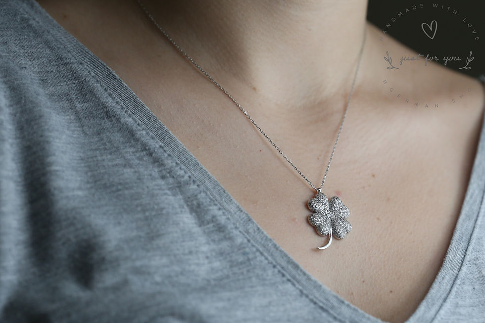 Thumbnail: Four Leaf Clover Silver Necklace, Handmade Jewelry