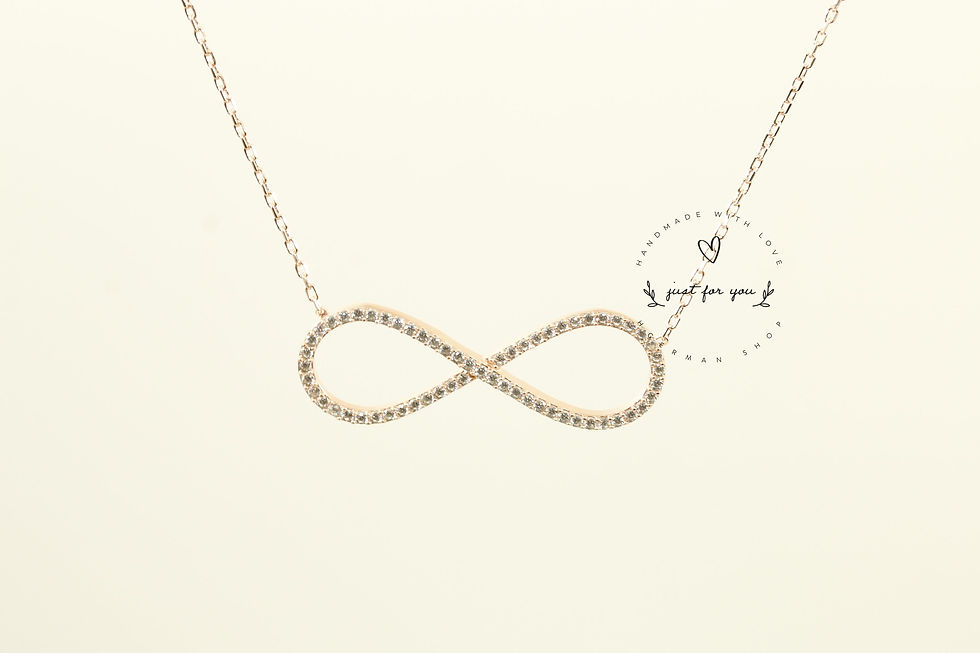 Thumbnail: Infinity Love Silver Necklace, Rose Gold