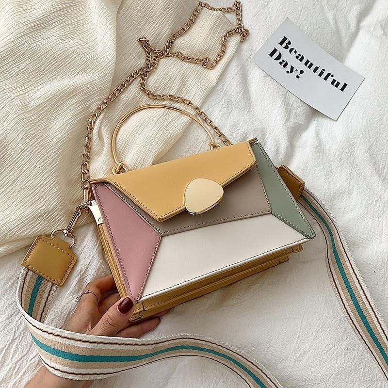 Miniaturbild: Contrast PU Leather Crossbody Shoulder Messenger Bag