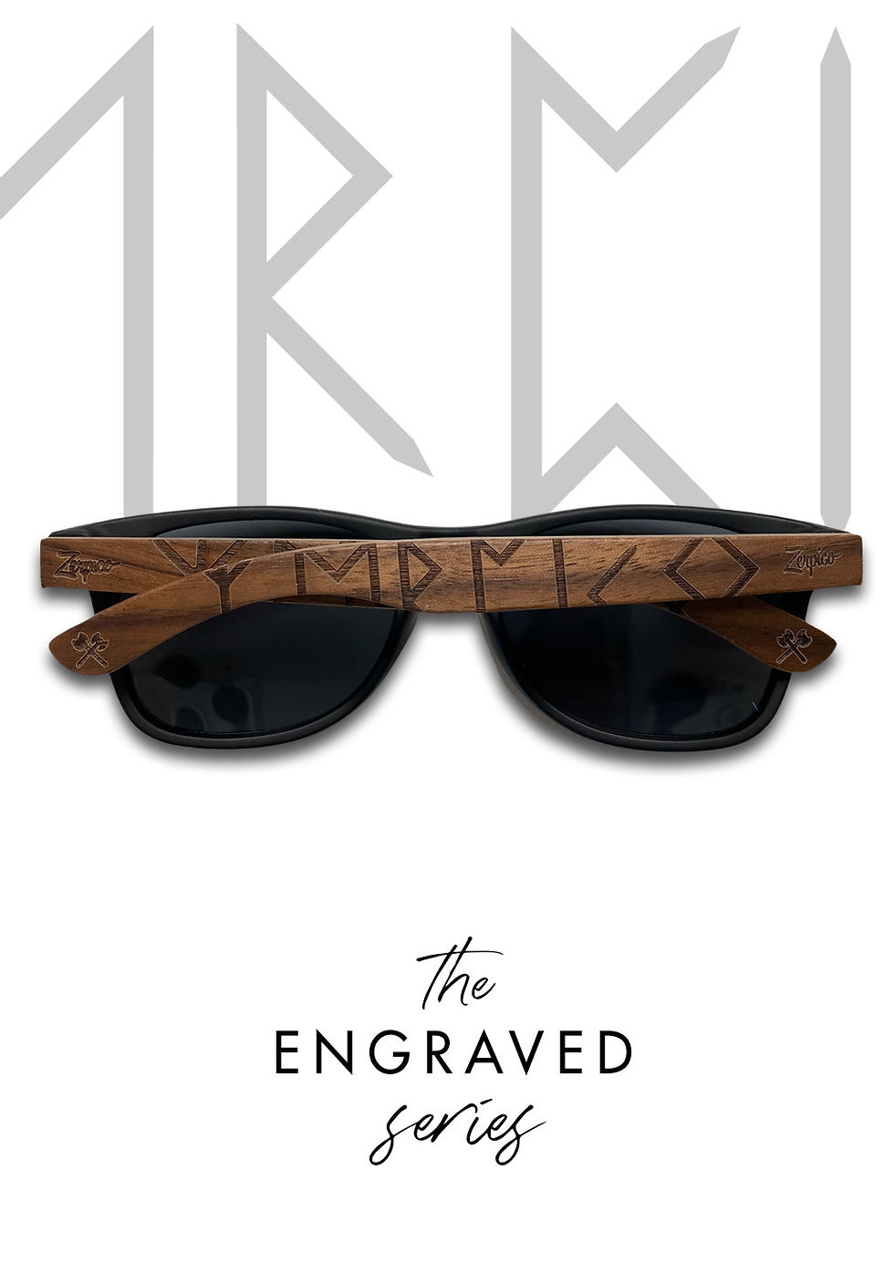 Miniature : Eyewood | Engraved Wooden Sunglasses - Viking Runes