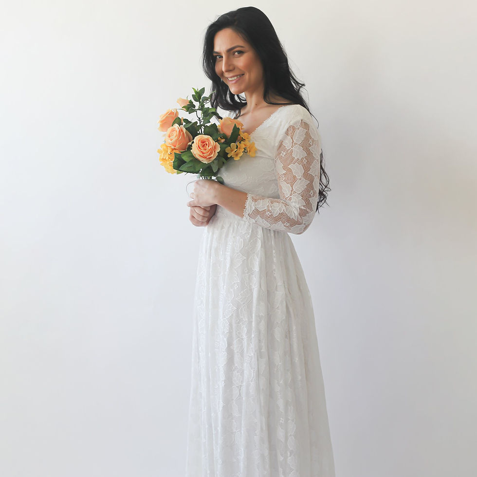 Miniature : Curve & Plus Size Ivory Square Neckline  Wedding Train Dress #1272