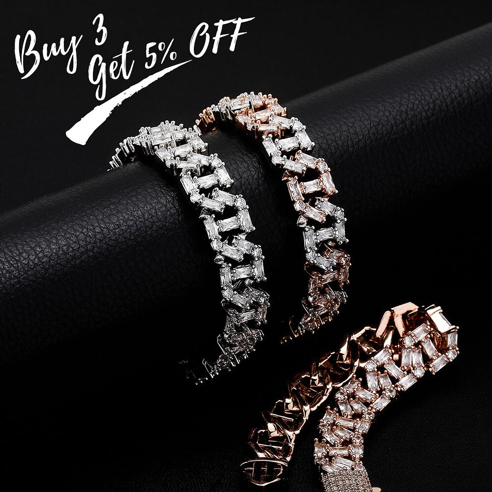 Thumbnail: Bracelet 12mm Baguette Chain Bracelet Gold Vintage Women's Jewelry for Gift