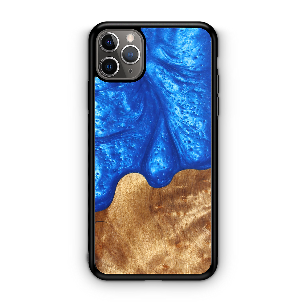 Küçük resim: Slim Resin & Wood Phone Case (Coastline Collection - Diver's Blue)