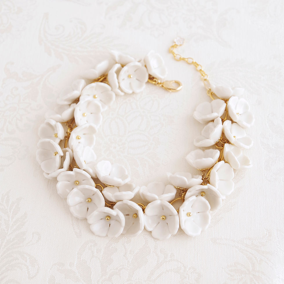 Thumbnail: Porcelain Plum Blossom Cluster Necklace