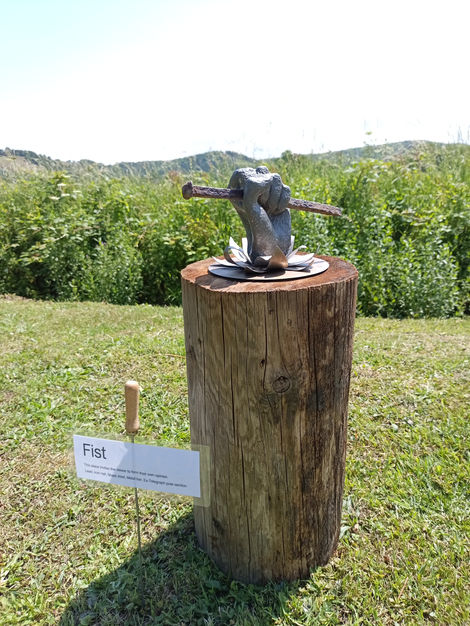 Fist - Lead garden sculpture