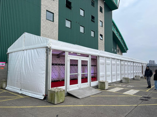Wide-angle view of the clear span marquee at the Utilita Arena, Newcastle