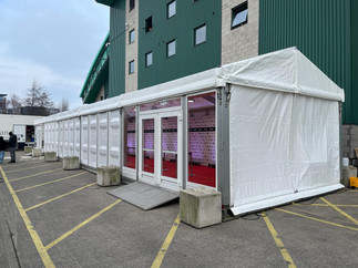 Wide-angle view of the clear span marquee at the Utilita Arena, Newcastle