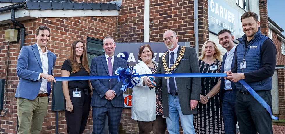Pictured, from left to right, at Carver Residential's office opening, are James Carver, Helen Brooke, David Tinkler, Great Aycliffe mayoress Bernardette Clark, Great Aycliffe mayor councillor John Clark, Michelle Pratt, Lewis Hill and Henry Carver