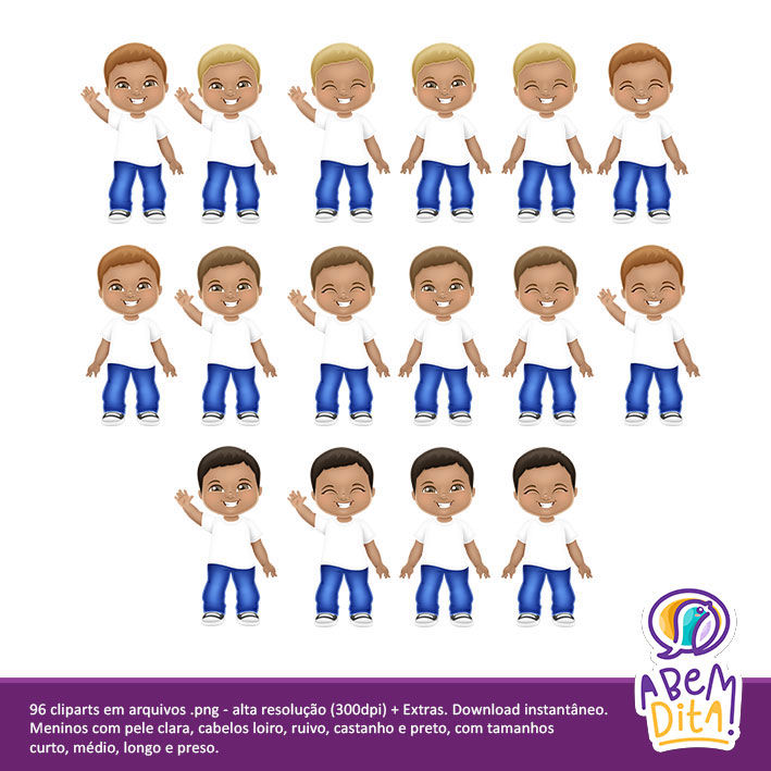 Miniatura: Kit 03 - Meninos - Pele Escura - 104 imagens