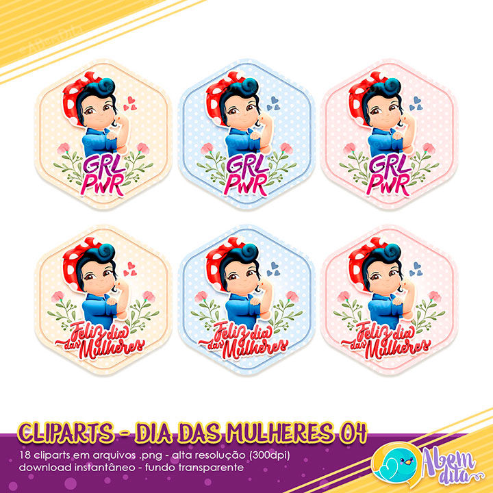 Miniatura: Dia da Mulher da A Bem Dita - Kit Digital com Cliparts