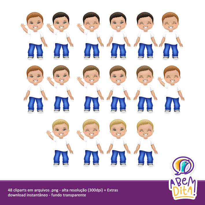 Miniatura: Volta às Aulas - Meninos - Pele Média - Cabelo Curto
