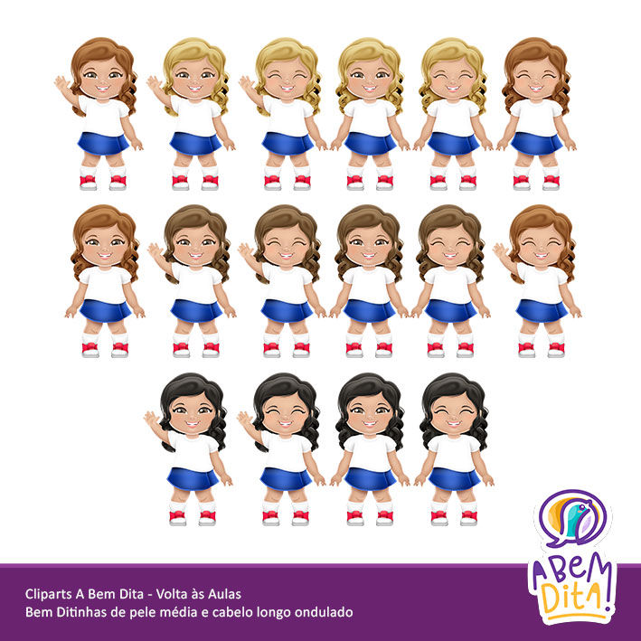 Miniatura: Volta às Aulas - Meninas - Pele Média - Cabelo Longo