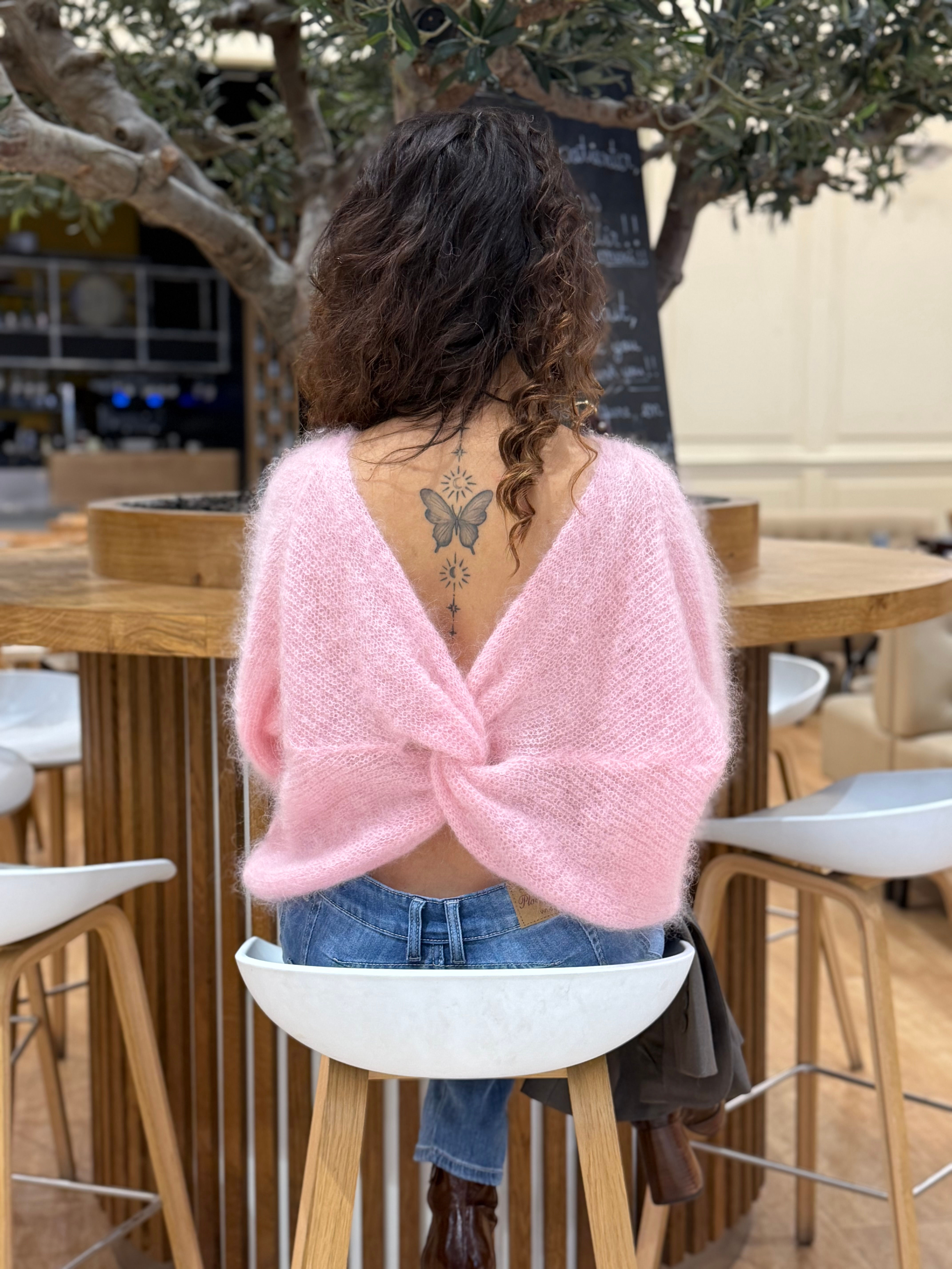 Pull mohair croisé femme élégant