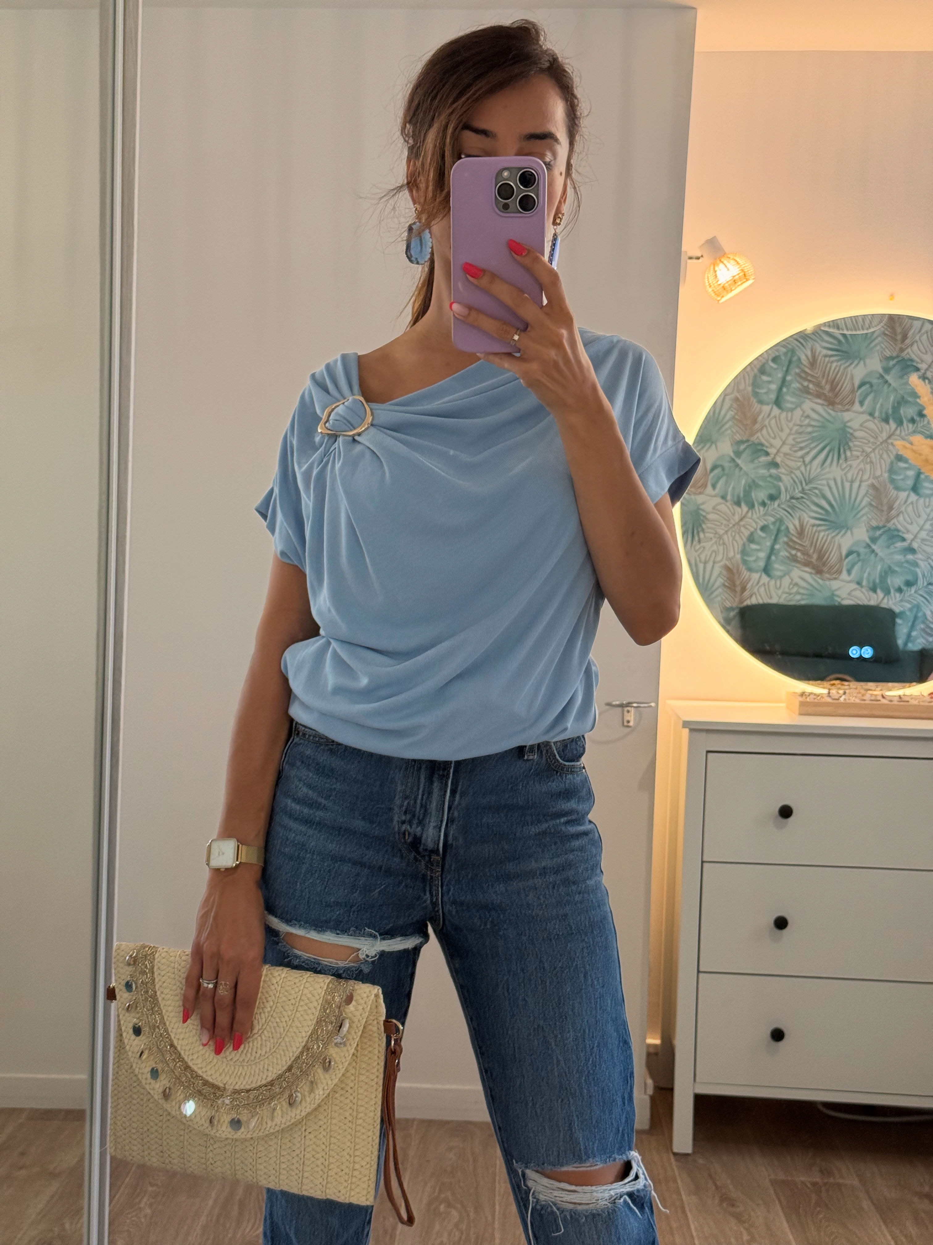 Blouse fluide bleu ciel