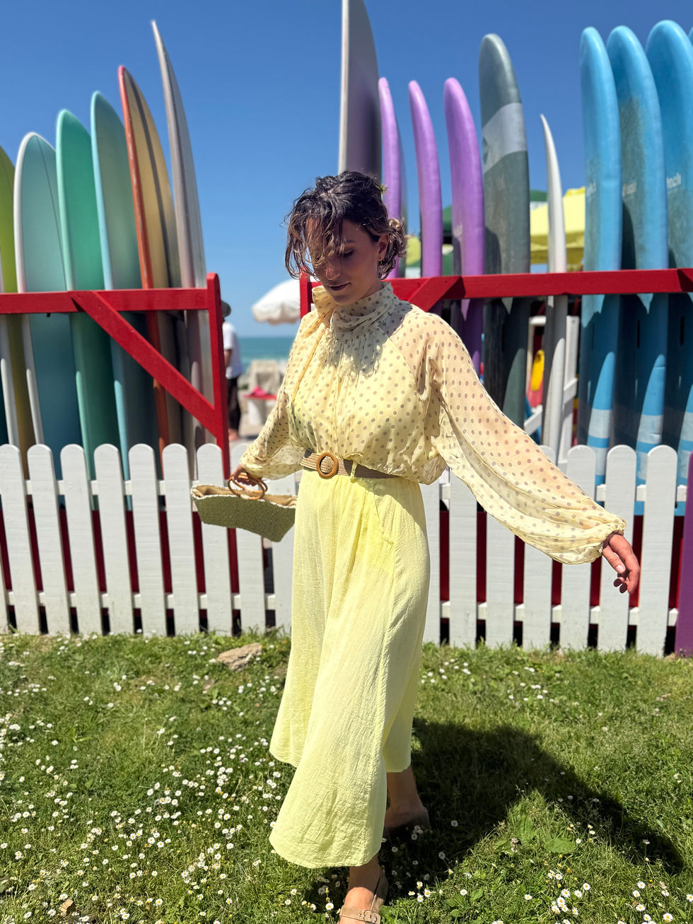 Miniature : Jupe effet lin jaune 
