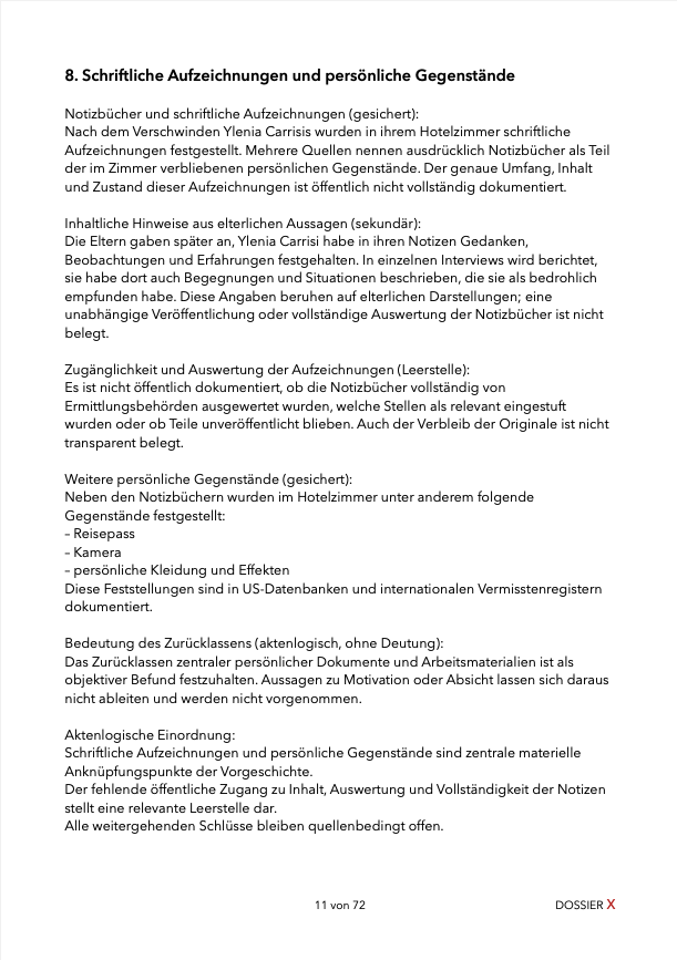 Miniaturbild: Tiefenakte: DOSSIER X – Der Fall Ylenia Carrisi (plus Moderationsskript)