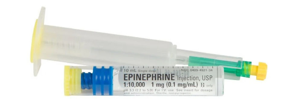 A preload syringe of epinephrine commonly used in ACLS and training.