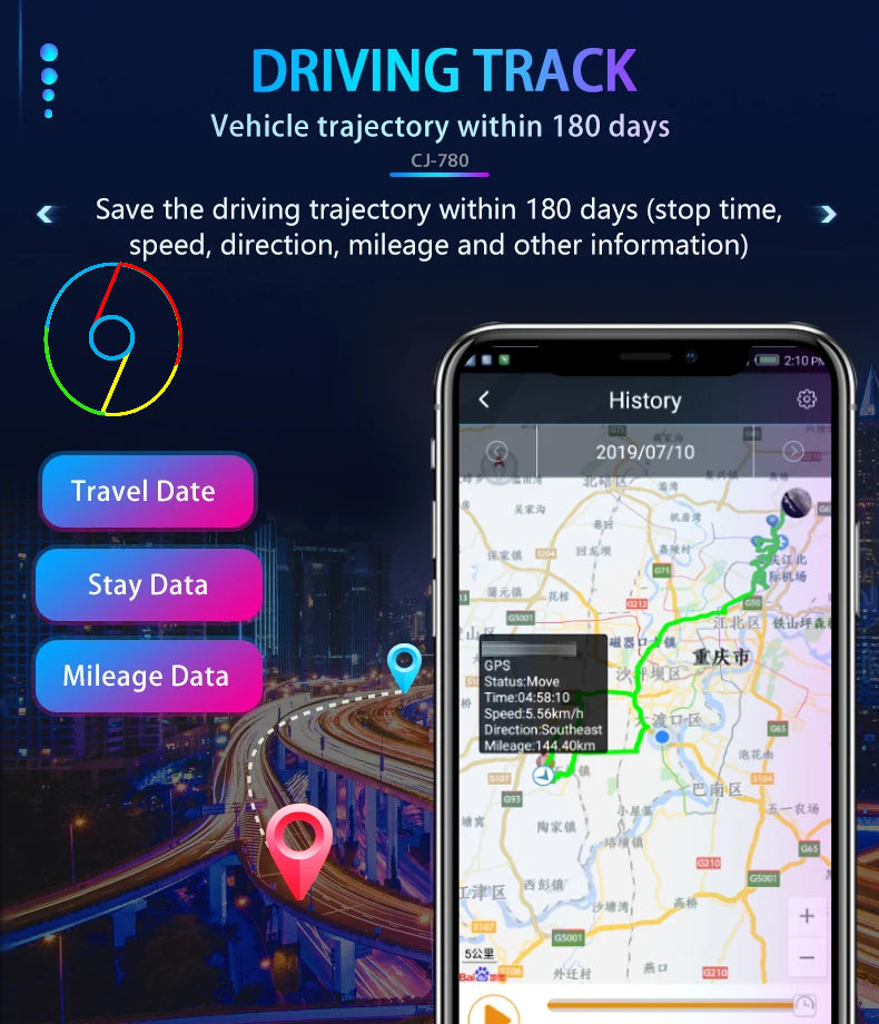 Thumbnail: CJ790 CJGPS wired real-time tracking Glonass + GPS + LBS gps tracking system