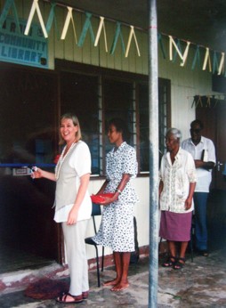 Stacey King opening first Library on Rabi Island, Fiji 1997